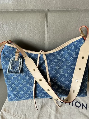 Click to view full screen Louis Vuitton M46855 CarryAll MM Denim Blue photo review